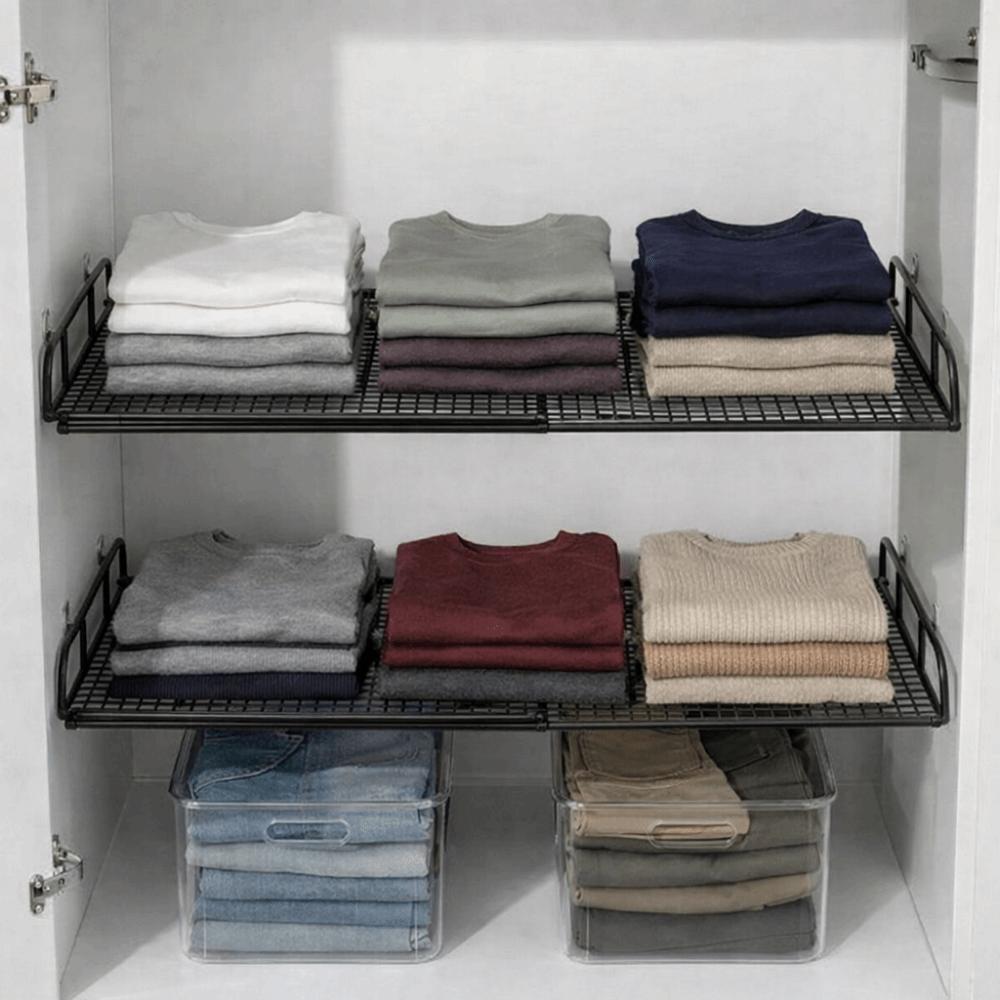 Adjustable Expandable Cabinet Sorting Board No-Drill Telescopic Closet Shelf  DIY