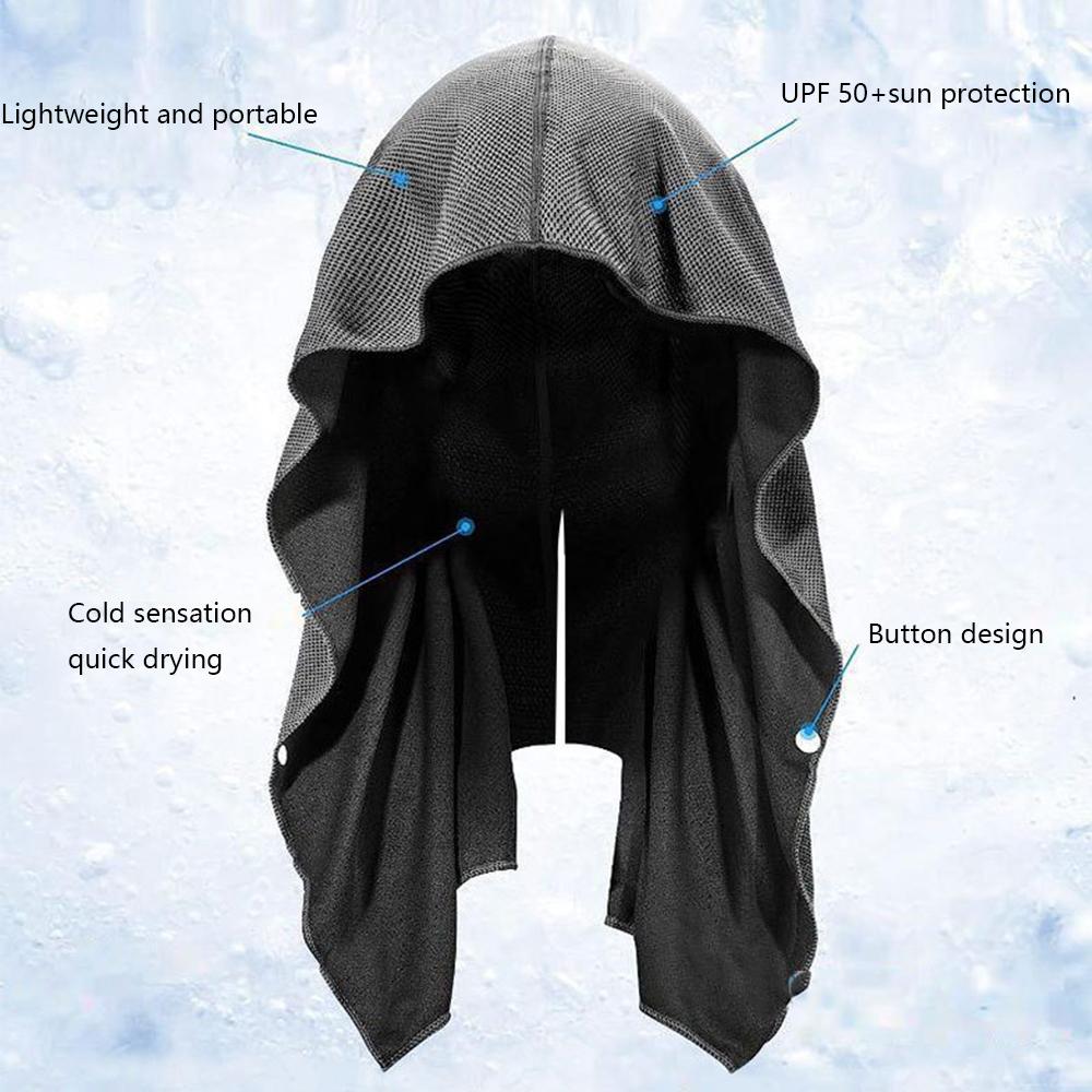 1× Cooling Hoodie Towel for Neck & Face for Yoga, Sports, Gym, Fitness Exercise