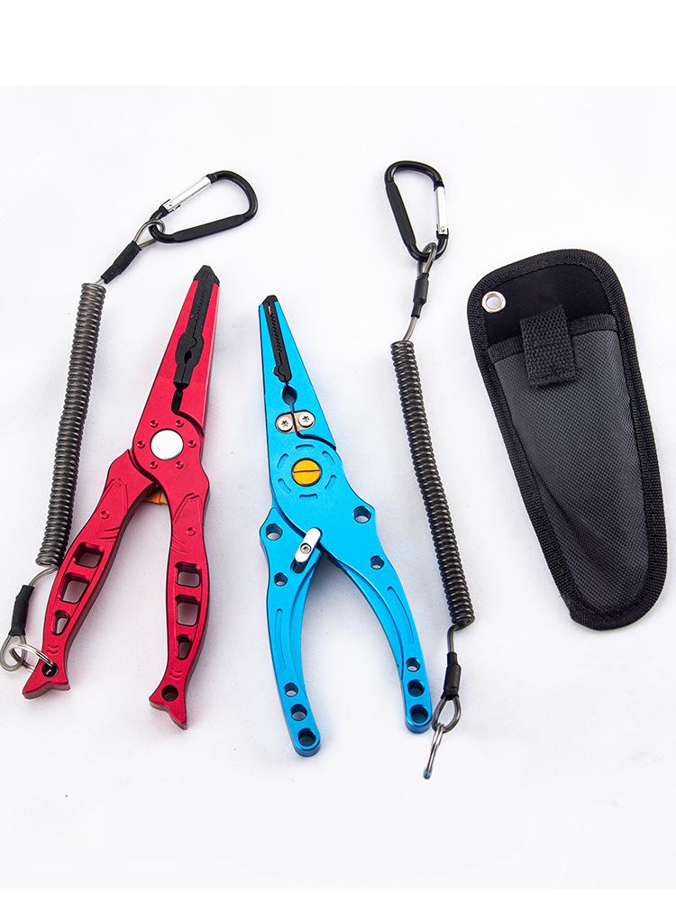 Multi-purpose Aluminum Alloy Fishing Pliers with Line Cutter, Ring Opener, and Lead Crimper for Saltwater Fishing