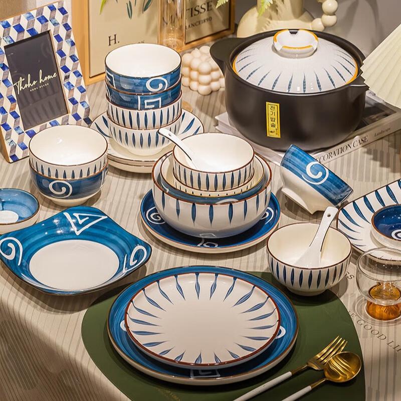 DH Ceramic Dinnerware Gift Set 8-Person, 42-Piece with Casserole