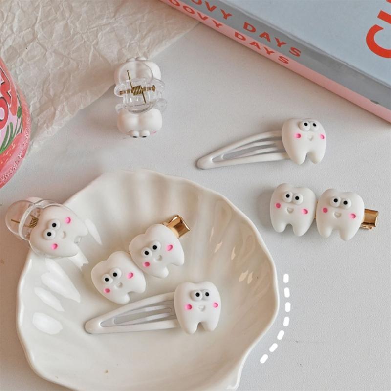 Tooth Hair Snap Clip Y2K Girls Accessories Sweet Handmade Hairpin Women Girl