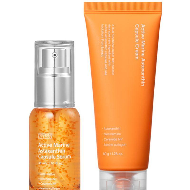 SUNGBOON EDITOR [2-piece set] Marine Astaxanthin 7-day Freckle Improvement Capsule Serum 30ml + Cream 50g Capsule Cream 50g + Capsule Serum 30ml
