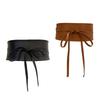 Ladies Underbust Corset PU Leather Wide Waist Belt with Self Tie Rope Universal Women Formal Dress Shirt Coat Corset