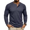 Mens Long Sleeve Henley Basic Solid Casual T Shirt