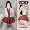 Sexy Red Grid One-piece Student Dress Lace-up Dress Sexy Underwear Neck Halter Uniform Seduction Cosplay