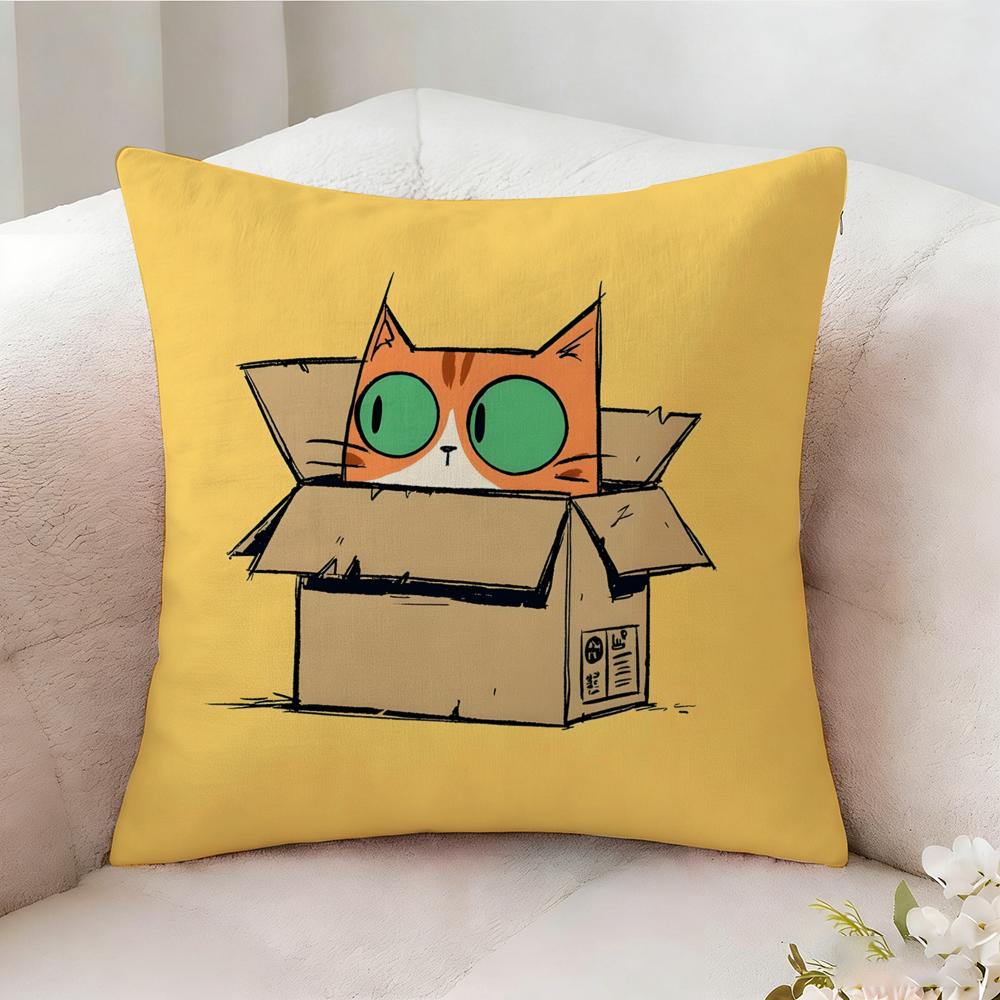 Cute Pink Cat Pattern Pillow Case Pillowcase Doublesided Printed Sofa Cushion Bedroom Headboard Pillow