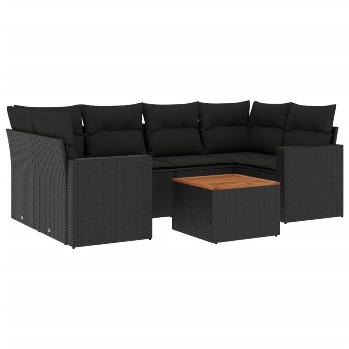 VidaXL Garden Lounge Set with Cushions 7 Pcs, Patio Sofas, Patio Furniture Set, Outdoor Furniture, Black 3256349