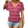 Dámské módní tričko s krátkým rukávem a výstřihem do V s 3D potiskem, letní pohodlné sportovní topy