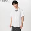 INCERUN Men Short Sleeve Bittons Shirts Summer Casual T-shirts