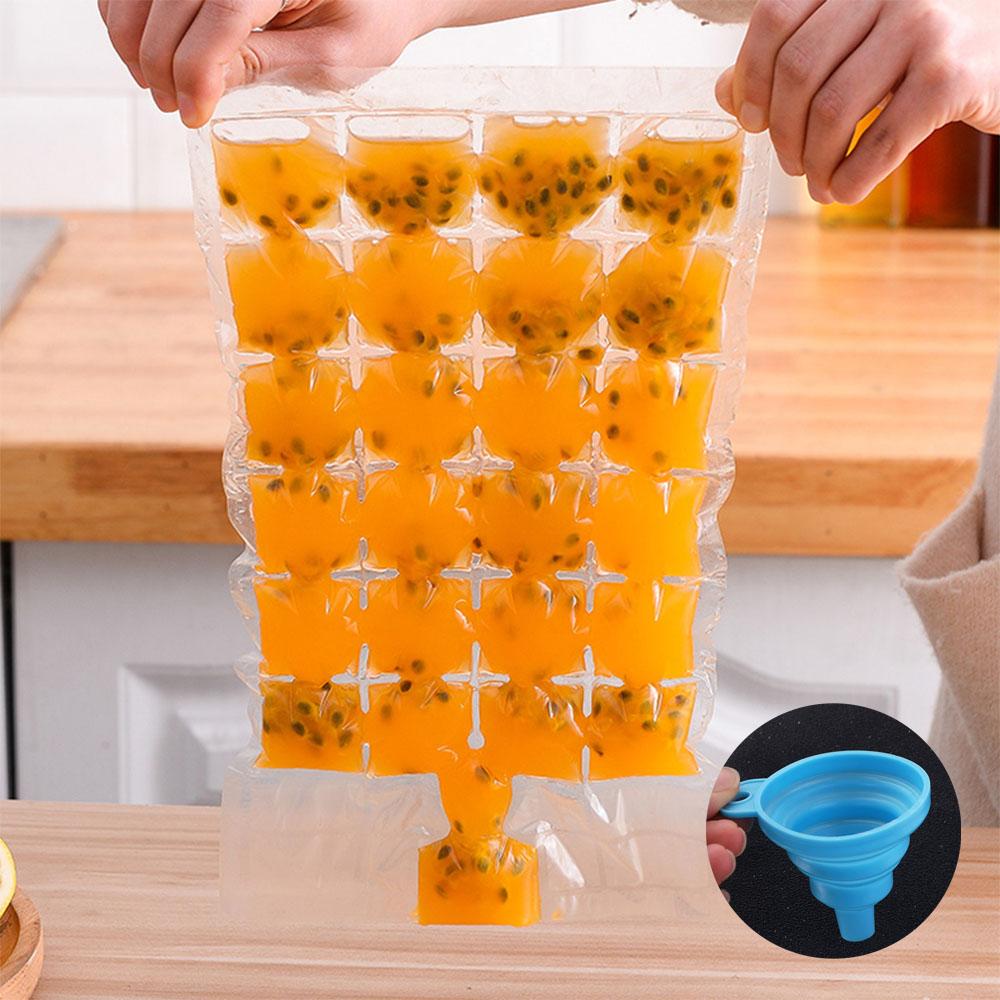 50pcs with Funnel Ice Making Bags Disposable Ice-making Mold Bag Ice Cube Bags  Freezer