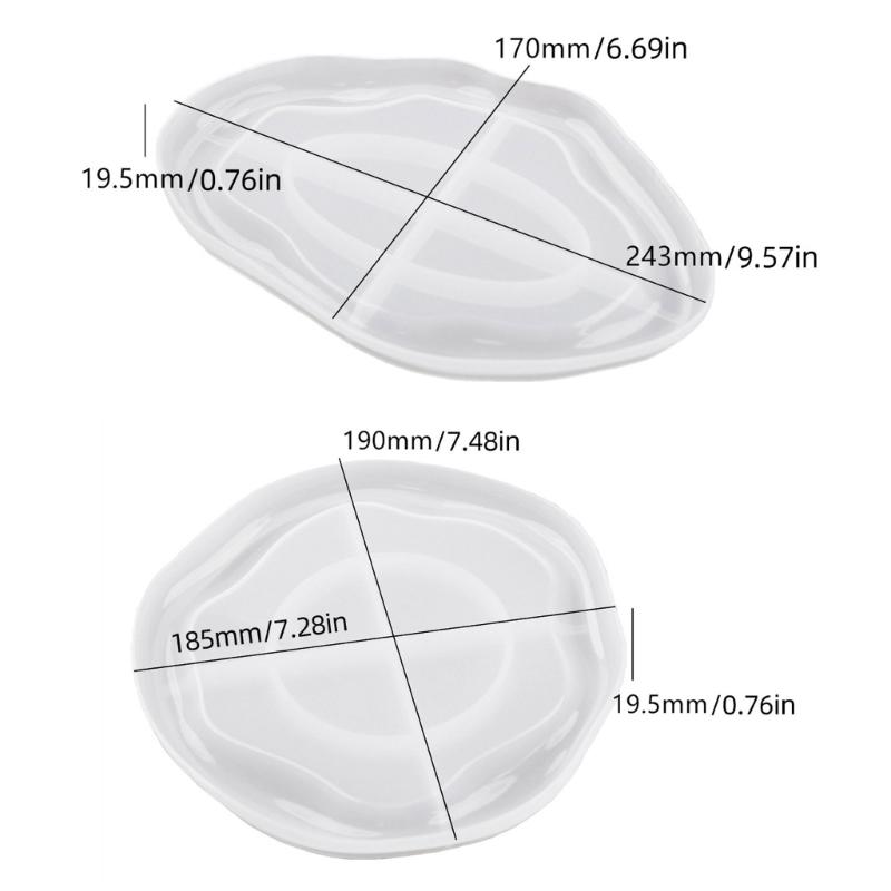 2PCS Epoxy Resin Crafting Molds Large Silicone Trays Moulds Candle Holder Molds Silicone Texture for Jewelry Tray Plate