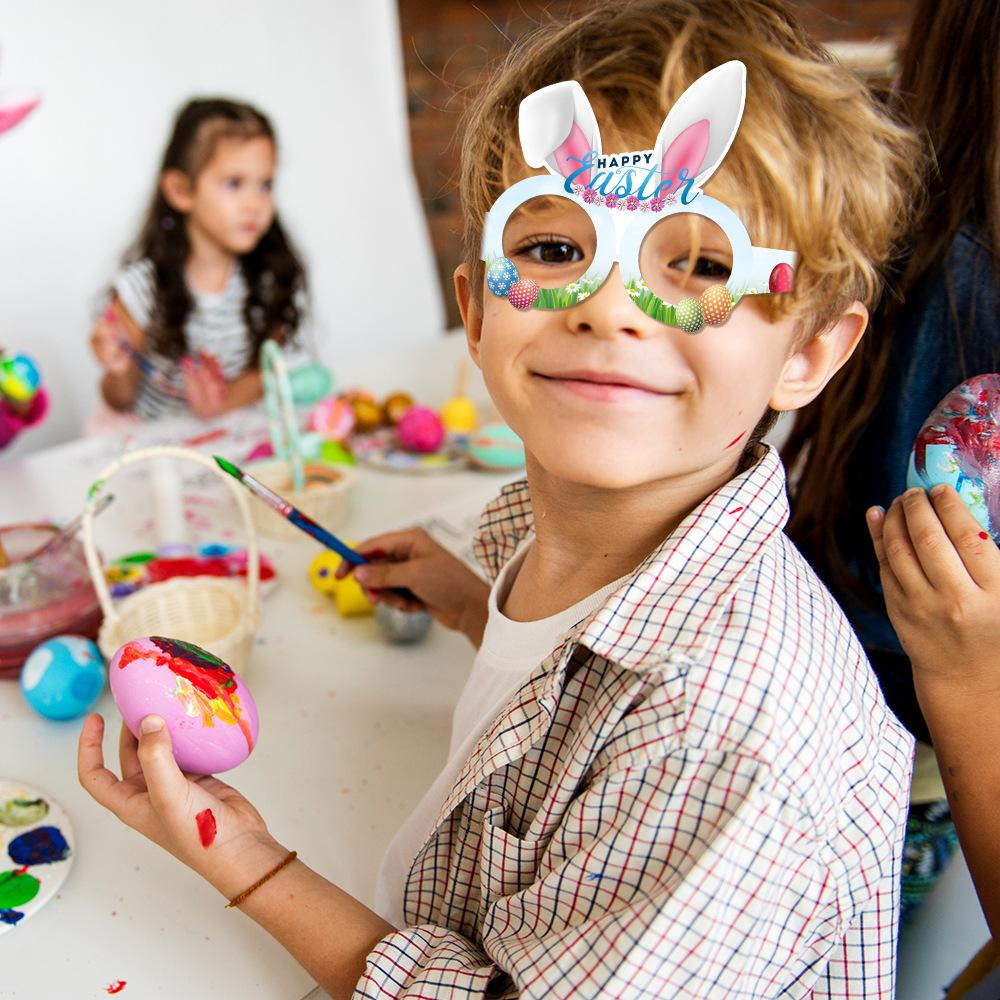 Ostern, Neuer Stil, Niedlicher Cartoon-Hase, Papierbrillen, Party, Foto-Requisiten für Kinder und Erwachsene, Dekorative Artikel