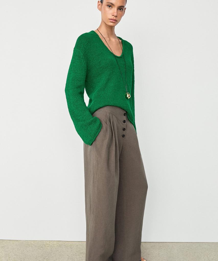 Masimodutti Cotton Blend Openwork Knit Sweater