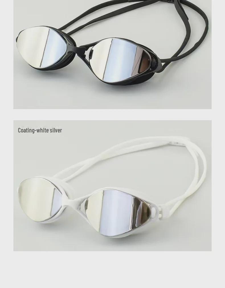 Unisexowe okulary pływackie z silikonu galwanizowanego, przeciwmgielne, wodoodporne - Modne okulary treningowe HD
