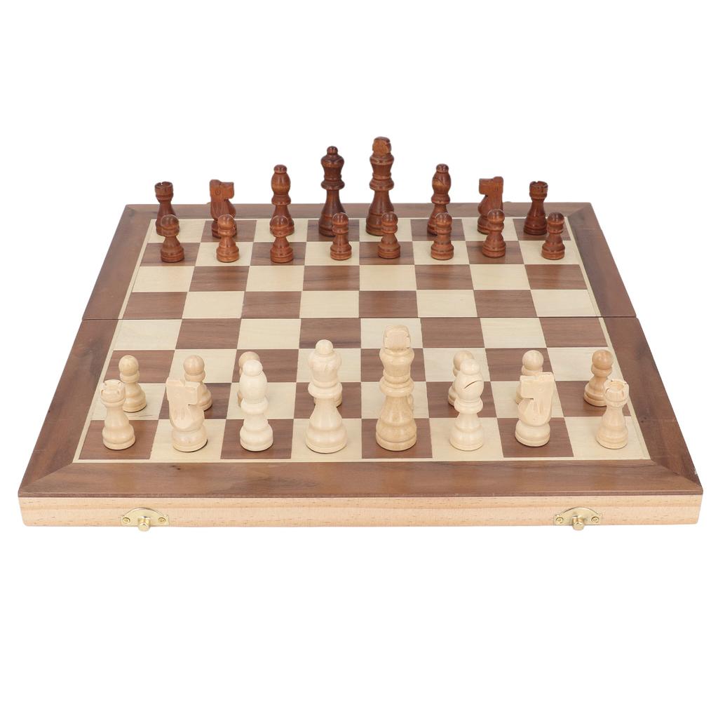 Large Wood Chess Set 3 in 1 Portable Folding Portable Chess Checkers Board Game for Kids Adults
