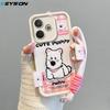 KEYSION Cartoon Cute Plush Embroidery Case for OPPO A5 Pro 5G with Lanyard Silicone Shockproof Phone Cover for OPPO A5 Pro