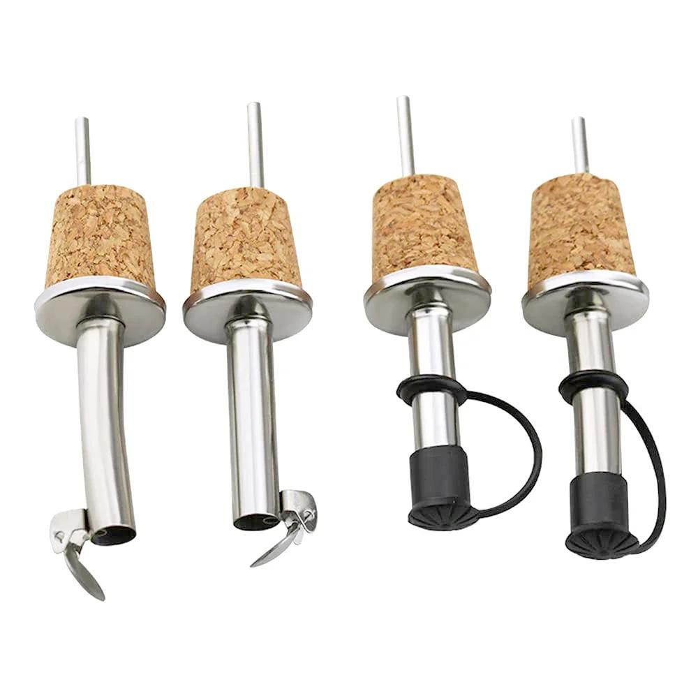 1PC Stainless Steel Oil And Vinegar Dispenser with Stopper Cork Plug - Kitchen Pourer for Dry Red Wine And Olive Oils