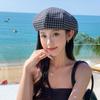 Korean Style Rabbit Ears Octagonal Hat Big Head Circumference Spring Painter Cap Plaid Beret  Girls