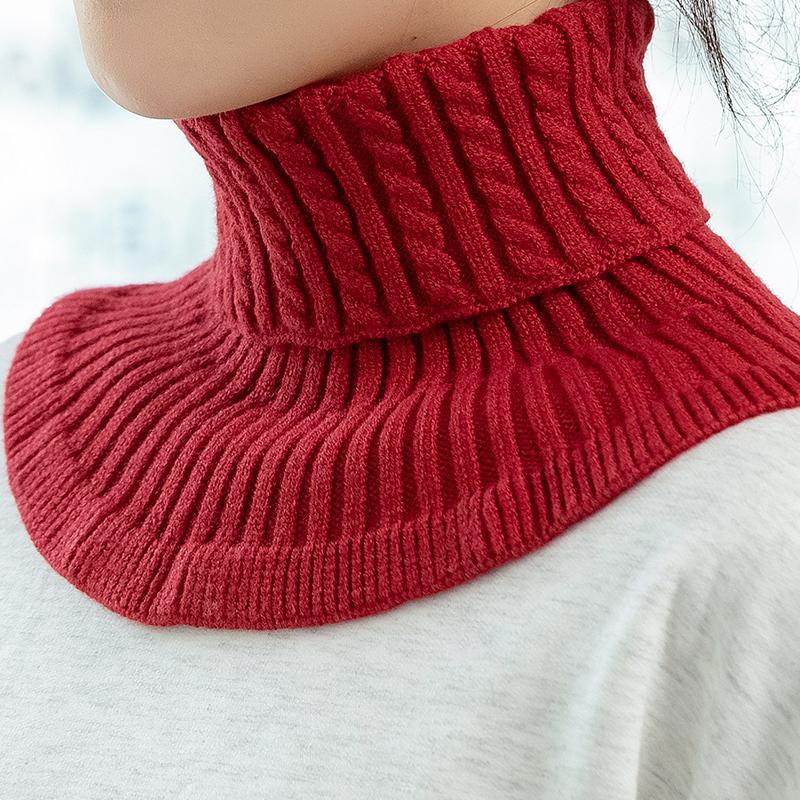 1Pc Solid Color Fashion Knitted Windproof Women Detachable Fake Collar Warmer Neck Turtleneck