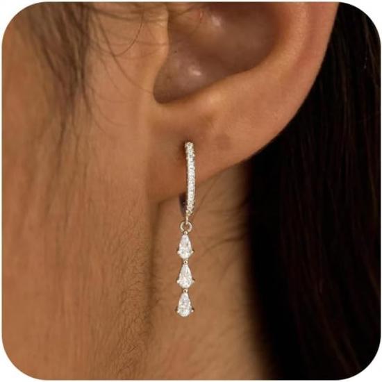 Gold Dangle Earrings for Women,Prom Jewelry Dainty Earring 14K Gold Plated Drop Earrings for Women Trendy Hypoallergenic CZ Dangling Earring