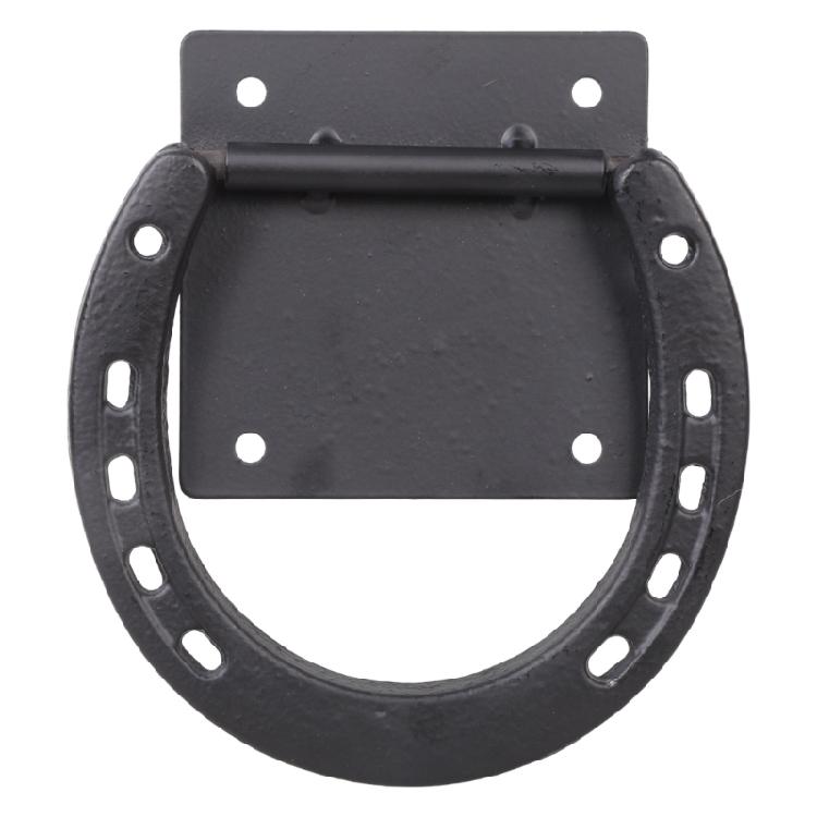 2Pcs Horseshoe Crosses Ties Down Solid Metal Horse Tie Rings with Expansion Screws Quick Install Horse Care Equipment