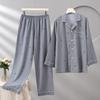 Men's Cotton Silk Long Sleeve Pajama Set, Plus Size, Cardigan, Wear Outdoors, Internet Trend, Pure Cotton, Simple & Comfortable Homewear