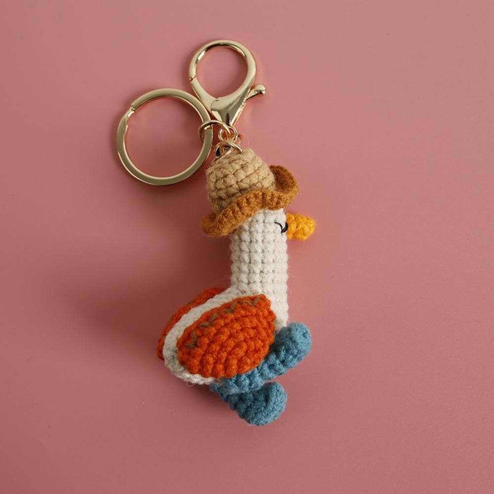 Funny Goose Duck Doll Pendant Cute Cartoon Knitting Keyring Fashion Crochet Keychains  Car Key Ring
