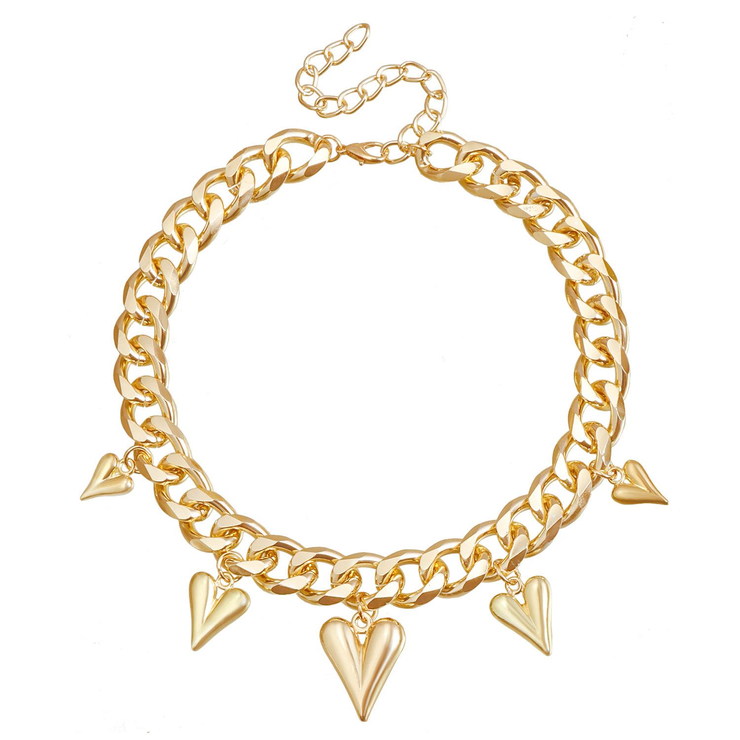 

Jewelry Retro Style Multi-Love Neck Chain Collarbone Chain Exquisite Exaggerated Thick Chain Necklace Female золотой