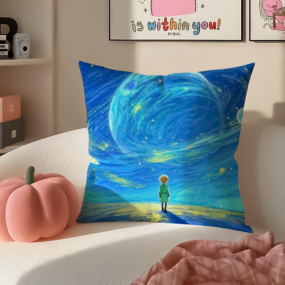 Classic French Literary IP Anime LLittle Prince Cushion Cover Pillowcase Short Plush Invisible zipper Room Sofa Cushion Cover