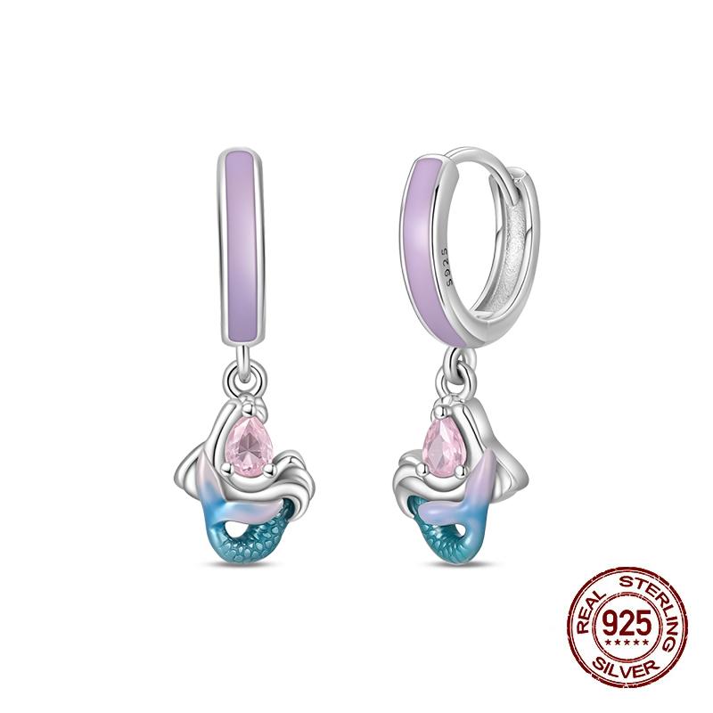 Stud Earrings For Women Copper Colorful Starfish Shell Sparkling Butterfly Luxury Fine Jewelry Girl'S Earrings