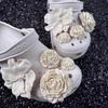 Cream Puff Floral Clogs: 3D Pearl Removable Shoe Decoration with Buckles