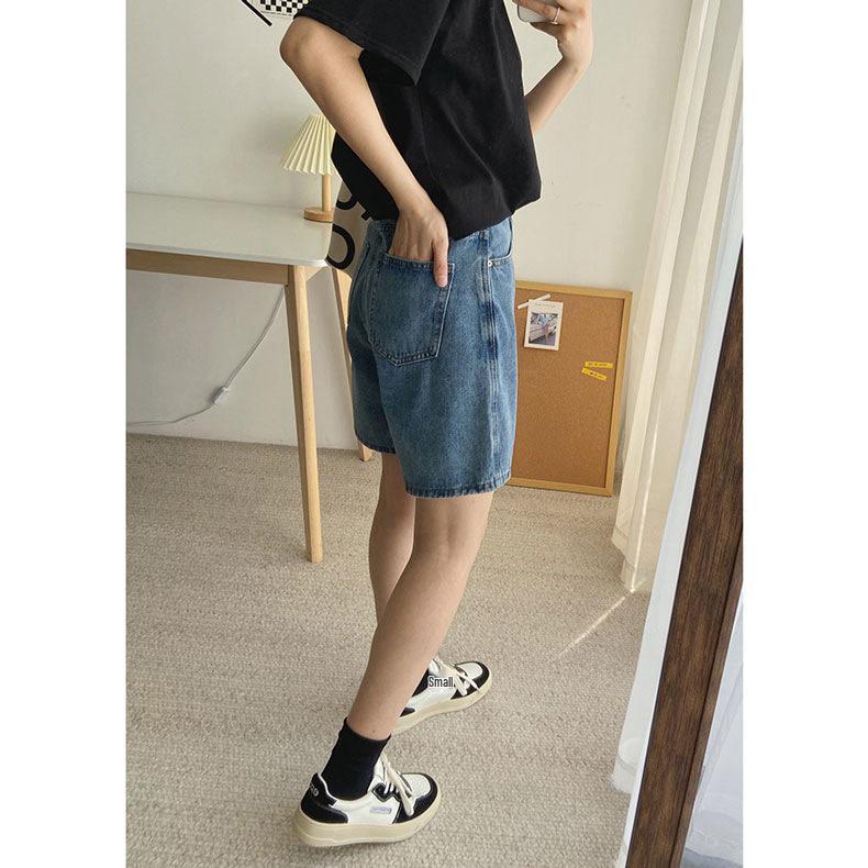 High-Waisted Korean-Style Women's Denim Shorts - Loose, Slimming, Mid-Length Wide-Leg Design for Summer