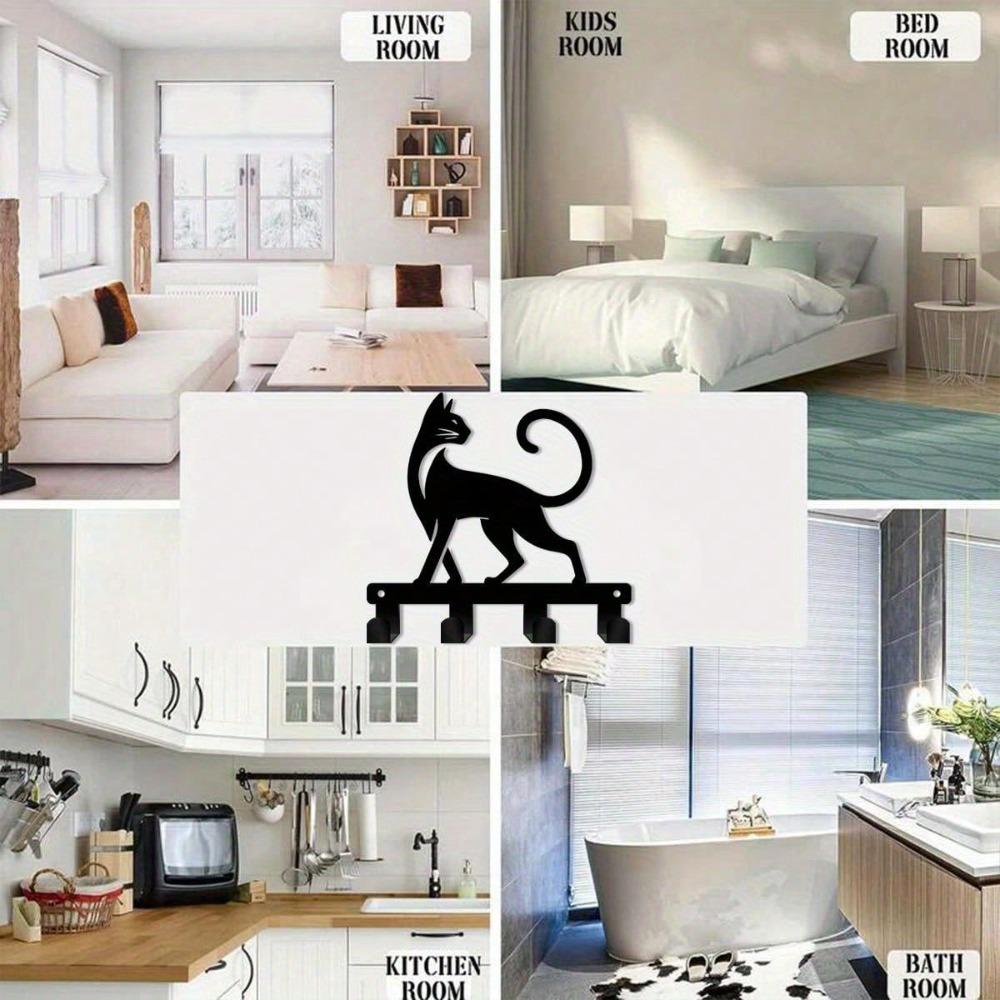 Bohemian Style Metal Cat Key Hook Wall Mount Key Holder Organizer For Home Office Decor
