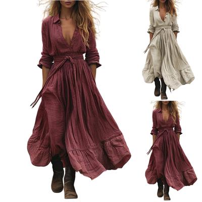 Women's Casual Fashion Long Sleeve Retro Retro Dress