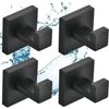 AIMOONSA - Pack of 4 Black SUS304 Stainless Steel Wall Hooks, Waterproof and Durable