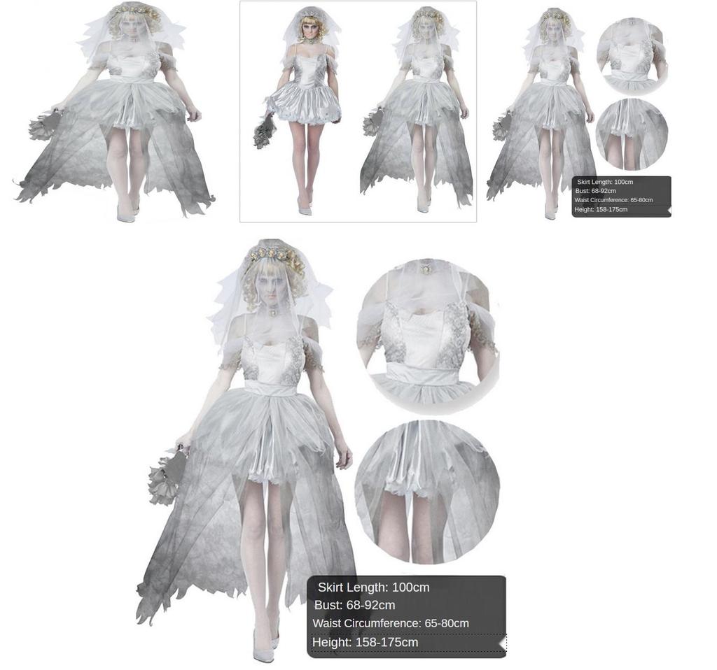 Halloween Ghost Bride Dress Costume For Women Role Play Party Cosplay