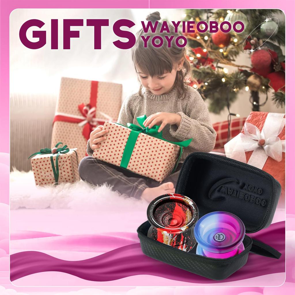 WATIEOBOO YOYO Dual Purpose Yoyo (Professional Non-Reactive To Reactive Yoyo), W7 Metal Yo Yo + PC Dual Color P02 Yoyo, Perfect for Beginner Kids and