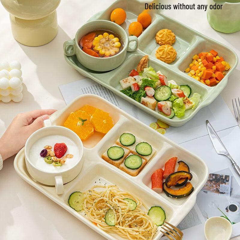 Multi-Compartment Ceramic Meal Plate