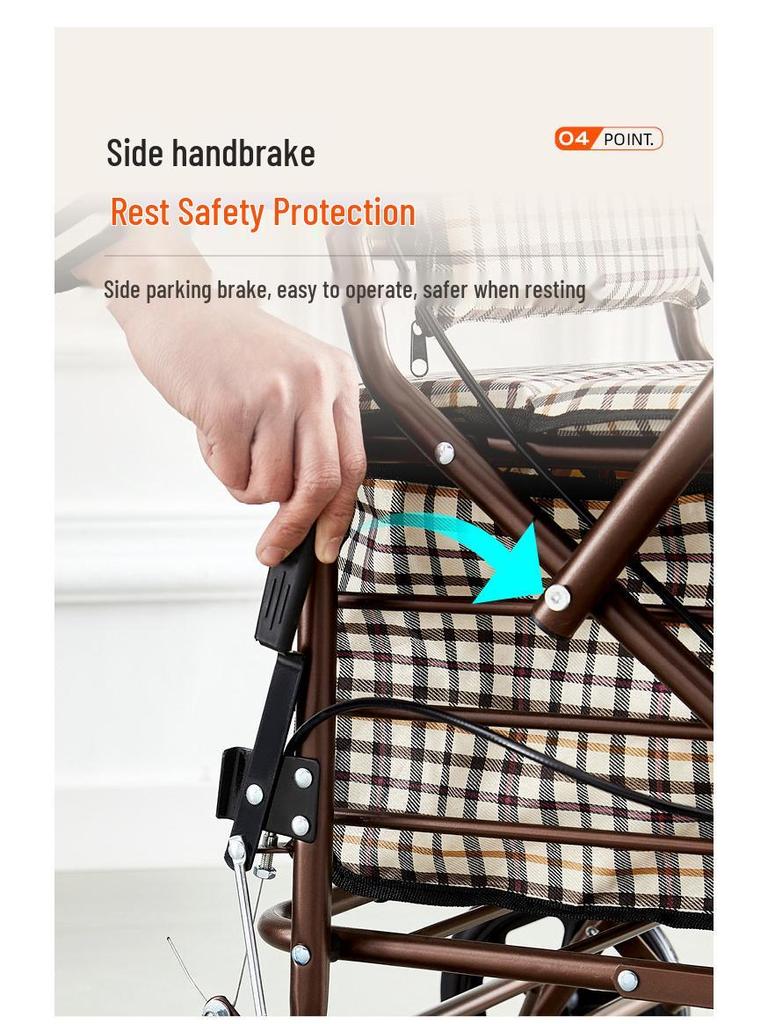 Foldable Mobility Scooter: Pushable & Rideable Elderly Walker with Four Wheels, Portable Shopping Assistant