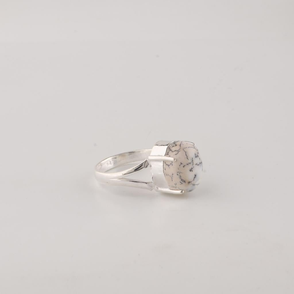 Natural Dendrite Opal Gemstone 925 Sterling Silver Women Jewelry Pretty Engagement Ring For Bride RR-75-29