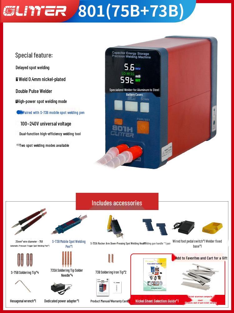 GeLingDe 801H Spot Welder for Iron-Lithium Power Battery, Aluminum-Nickel Pulse Resistance Battery Welder.