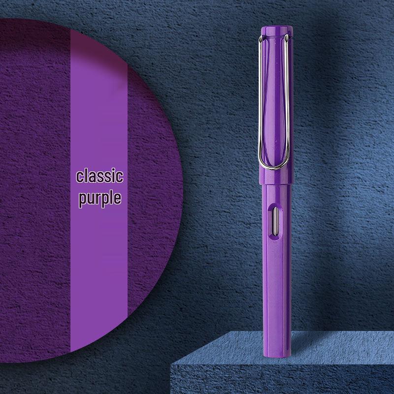 Refillable Ergonomic Fountain Pen for Students - Transparent Colored Plastic Design