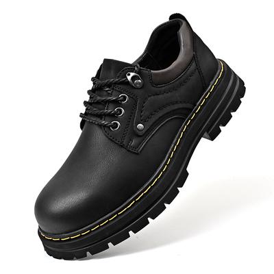Men's Handmade Rubber Sole Non-slip Waterproof Casual Leather Shoes Men's Shoes Genuine Leather Casual Outdoor Work Shoes