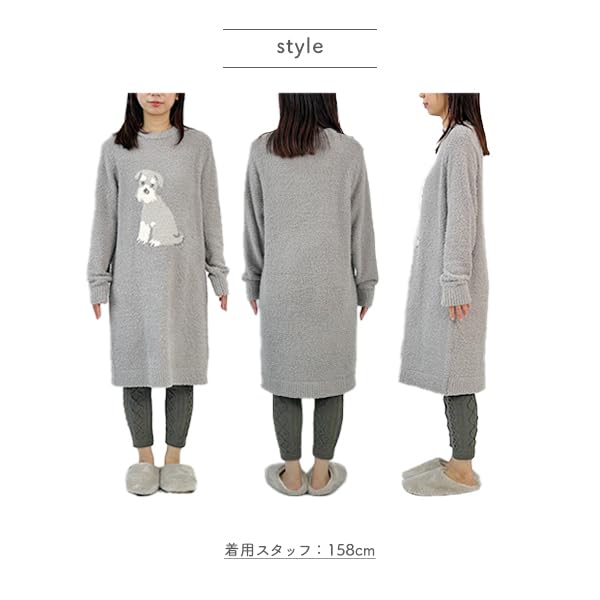 Fluffy Animal Print Loungewear Long Winter Cute and Nordic Schnauzer [Stream] Women's Dress, Sleeves, Pajamas, Stylish, Fluffy, Style, Gift, Print,