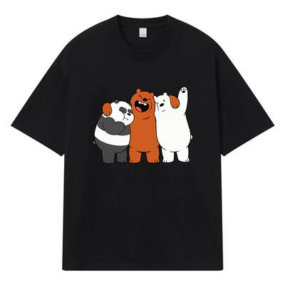2026 Three Bears Printed Graphic Streetwear Y2k Harajuku Men Women Clothes 100% Cotton T Shirt Casual Oversized Summer Men T-shirt