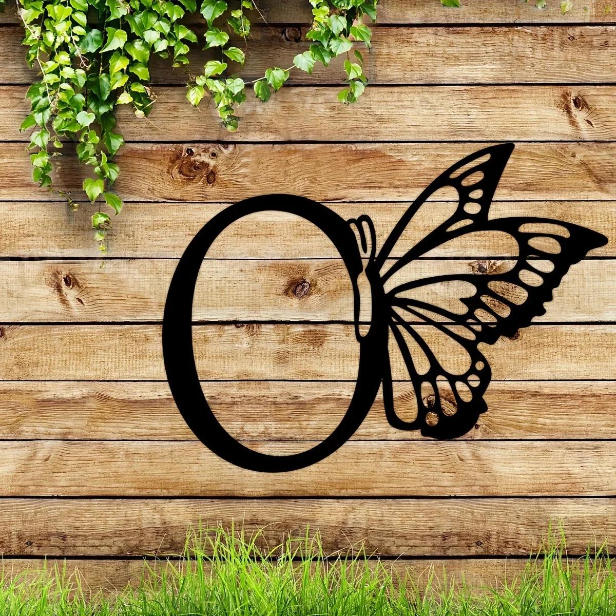 1 шт. Металлический знак с монограммой в виде бабочки - все буквы. Металлические — фото 31