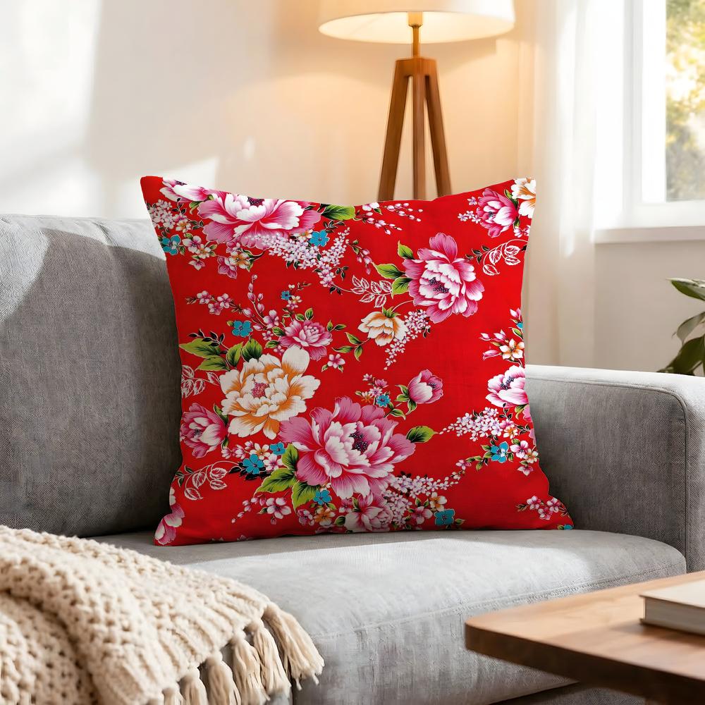 Chinese Traditional Floral Cushion Cover 1Pcs Decorative Covers Soft Cushion Case For Sofa Couch Decor 40X40 45X45 Pillowcases