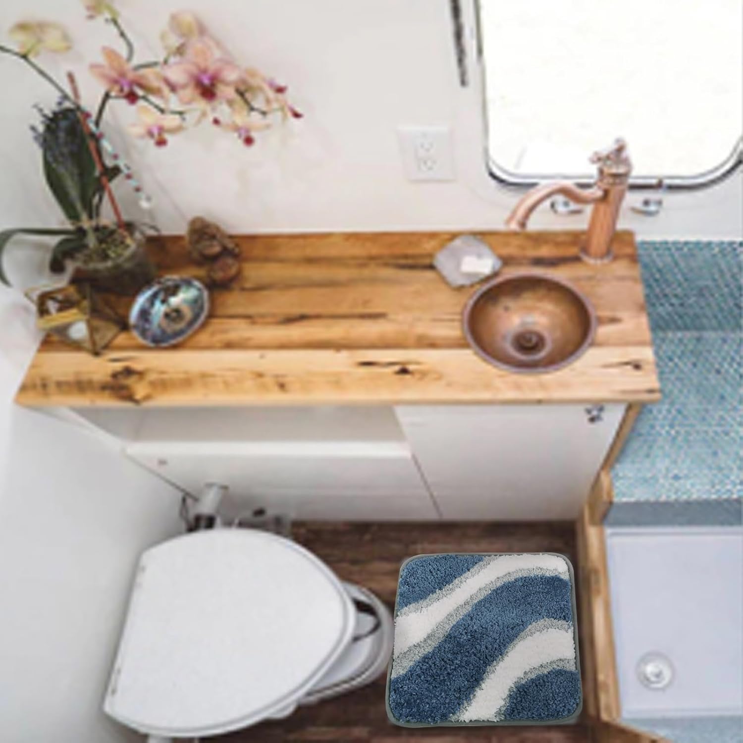 KAMA BRIDAL 12x12 Microfiber Bath Mat Non-Slip Bathroom Floor Rugs Fast Water Absorbent Shower Mat Ultra Soft Bath Rug Anti-Slip Backing Machine Wash
