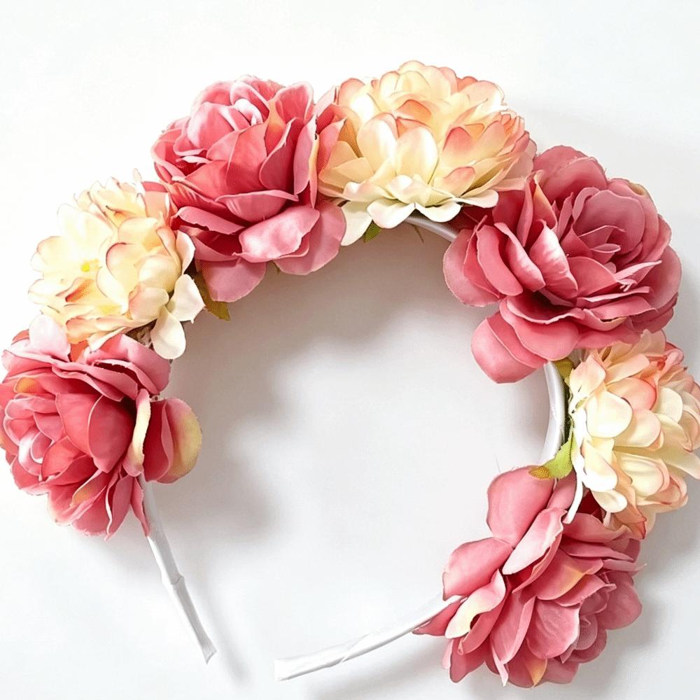 Wreaths Garland Floral Headband Romantic Bohemian Hair Accessories  Photography Props розовый