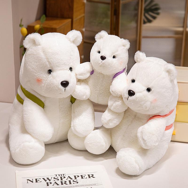 Cute White Bear Hug Bear Doll Plush Toy Polar Bear Doll Children's Company Soothing Doll
